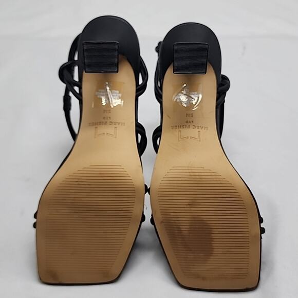 š„MARC FISHERš„PADDED CALINDA BLACK ANKLE STRAP HEELED SANDALS WOMENS 5 NWOB - Picture 8 of 16